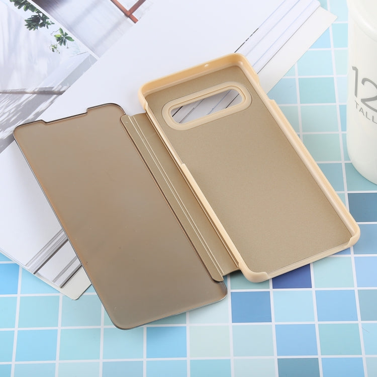 ซองหนังพลิกแนวนอน PU Electroplating Mirror สำหรับ Galaxy S10 พร้อมตัวยึด, For Galaxy S10