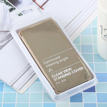 ซองหนังพลิกแนวนอน PU Electroplating Mirror สำหรับ Galaxy S10 พร้อมตัวยึด, For Galaxy S10