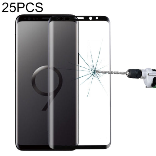 25 ชิ้นสำหรับ Galaxy S9 พลัส 9H ความแข็งพื้นผิว 3D ขอบโค้งป้องกันรอยขีดข่วนแบบเต็มหน้าจอ HD กระจกนิรภัยป้องกันหน้าจอ, For Galaxy S9 Plus