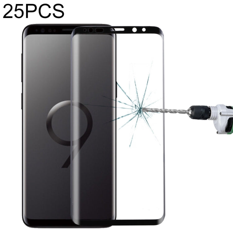 25 ชิ้นสำหรับ Galaxy S9 9H ความแข็งพื้นผิว 3D ขอบโค้งป้องกันรอยขีดข่วนแบบเต็มหน้าจอ HD กระจกนิรภัยป้องกันหน้าจอ, For Galaxy S9, Full (25 PCS), For Galaxy S9