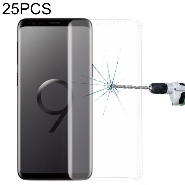 25 ชิ้นสำหรับ Galaxy S9 9H ความแข็งพื้นผิว 3D ขอบโค้งป้องกันรอยขีดข่วนแบบเต็มหน้าจอ HD กระจกนิรภัยป้องกันหน้าจอ, For Galaxy S9, Full (25 PCS), For Galaxy S9
