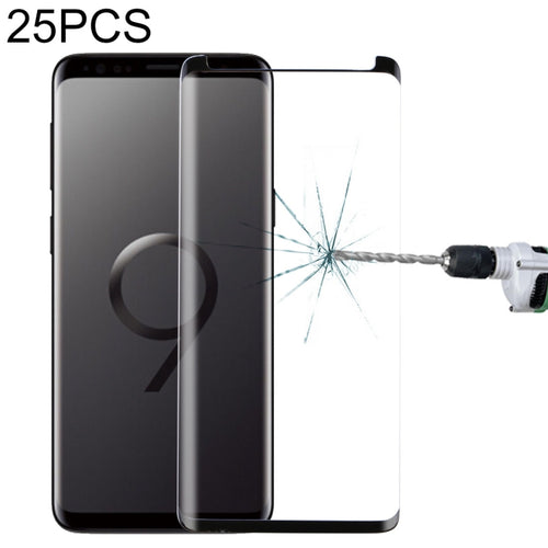 25 ชิ้นสำหรับ Galaxy S9 9H ความแข็งพื้นผิว 3D ขอบโค้งป้องกันรอยขีดข่วนไม่เต็มหน้าจอ HD กระจกนิรภัยป้องกันหน้าจอ, For Galaxy S9, Non-full (25 PCS), For Galaxy S9
