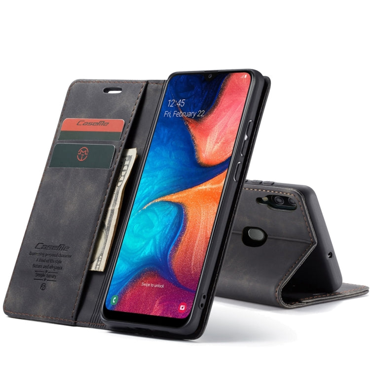 CaseMe-013 ซองหนังพลิกแนวนอน Retro Frosted มัลติฟังก์ชั่นสำหรับ Galaxy A20 / A30 พร้อมช่องเสียบการ์ดและที่วางและกระเป๋าสตางค์, For Galaxy A20 / A30