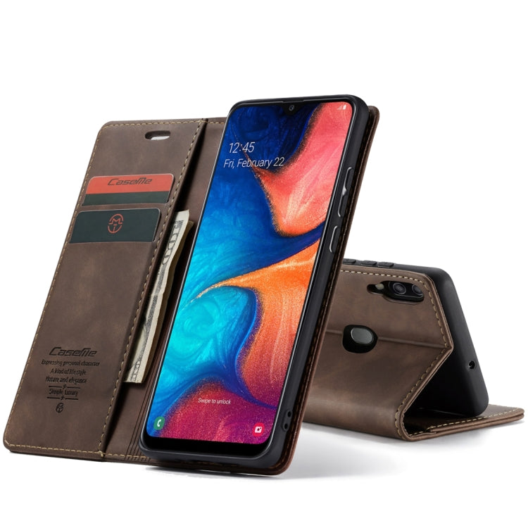 CaseMe-013 ซองหนังพลิกแนวนอน Retro Frosted มัลติฟังก์ชั่นสำหรับ Galaxy A20 / A30 พร้อมช่องเสียบการ์ดและที่วางและกระเป๋าสตางค์, For Galaxy A20 / A30