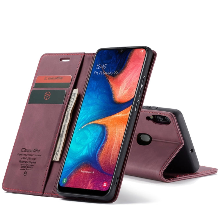 CaseMe-013 ซองหนังพลิกแนวนอน Retro Frosted มัลติฟังก์ชั่นสำหรับ Galaxy A20 / A30 พร้อมช่องเสียบการ์ดและที่วางและกระเป๋าสตางค์, For Galaxy A20 / A30