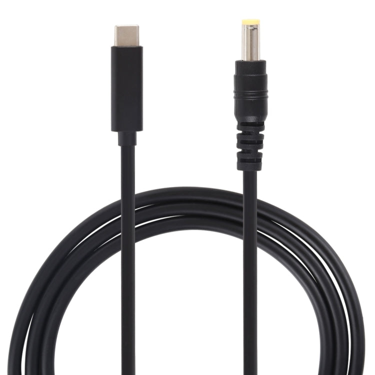 USB-C / Type-C ถึง 5.5 x 2.5 มม. สายชาร์จสำหรับแล็ปท็อป, ความยาวสายเคเบิล: ประมาณ 1.5 ม. (สีดำ), Type-C to 5.5 x 2.5mm(Straight)