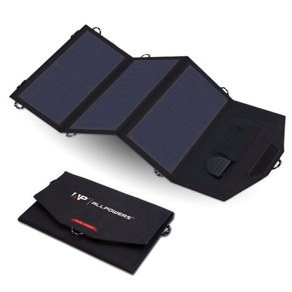 ALLPOWERS 18V 21W แผงชาร์จพลังงานแสงอาทิตย์กันน้ำพลังงานแสงอาทิตย์พับได้