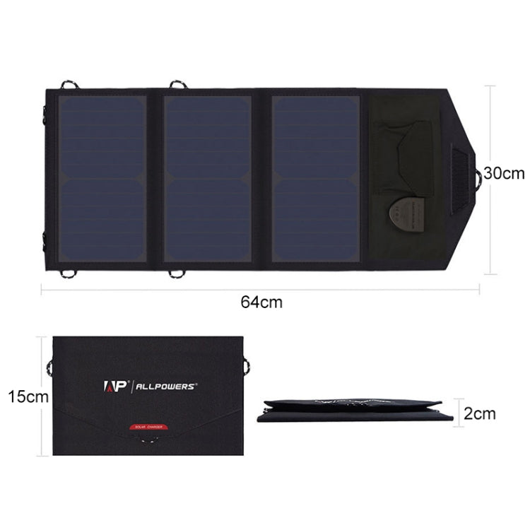 ALLPOWERS 18V 21W แผงชาร์จพลังงานแสงอาทิตย์กันน้ำพลังงานแสงอาทิตย์พับได้