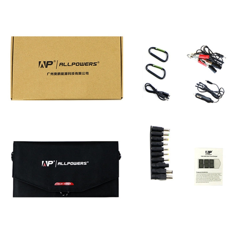 ALLPOWERS 18V 21W แผงชาร์จพลังงานแสงอาทิตย์กันน้ำพลังงานแสงอาทิตย์พับได้