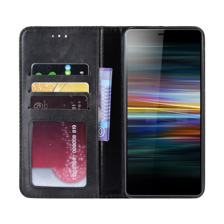 Magnetic Snap Retro Crazy Horse Texture ซองหนังพลิกแนวนอนสำหรับ Sony Xperia L3 พร้อมตัวยึดและช่องเสียบการ์ดและกรอบรูป, For Sony Xperia L3