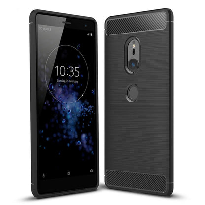 สำหรับ Sony Xperia XZ2 แปรงเนื้อคาร์บอนไฟเบอร์กันกระแทกเคสหลังป้องกัน TPU, For Sony Xperia XZ2, Sony Xperia XZ2