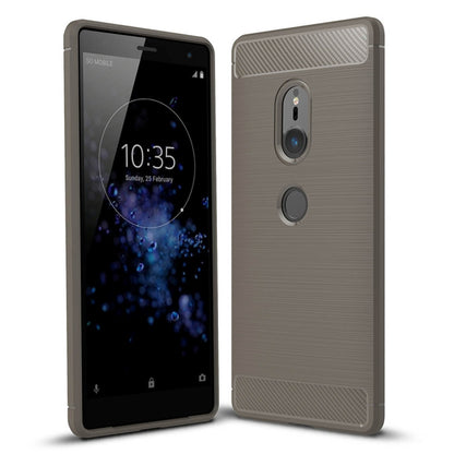 สำหรับ Sony Xperia XZ2 แปรงเนื้อคาร์บอนไฟเบอร์กันกระแทกเคสหลังป้องกัน TPU, For Sony Xperia XZ2, Sony Xperia XZ2