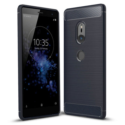สำหรับ Sony Xperia XZ2 แปรงเนื้อคาร์บอนไฟเบอร์กันกระแทกเคสหลังป้องกัน TPU, For Sony Xperia XZ2, Sony Xperia XZ2
