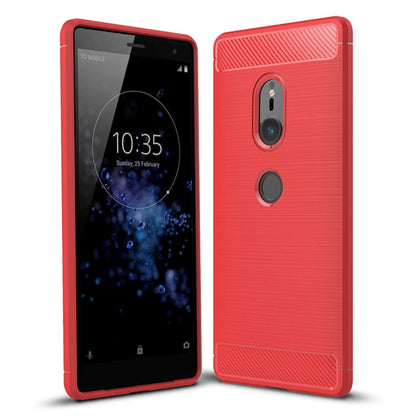 สำหรับ Sony Xperia XZ2 แปรงเนื้อคาร์บอนไฟเบอร์กันกระแทกเคสหลังป้องกัน TPU, For Sony Xperia XZ2, Sony Xperia XZ2