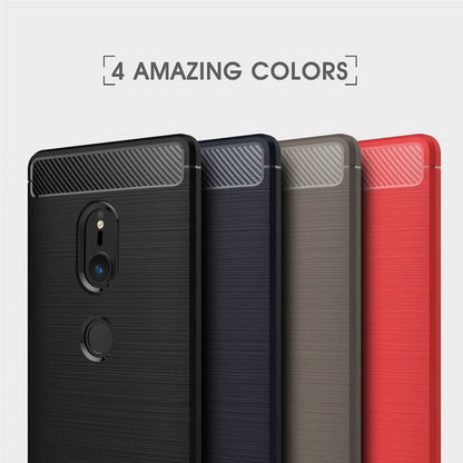 สำหรับ Sony Xperia XZ2 แปรงเนื้อคาร์บอนไฟเบอร์กันกระแทกเคสหลังป้องกัน TPU, For Sony Xperia XZ2, Sony Xperia XZ2