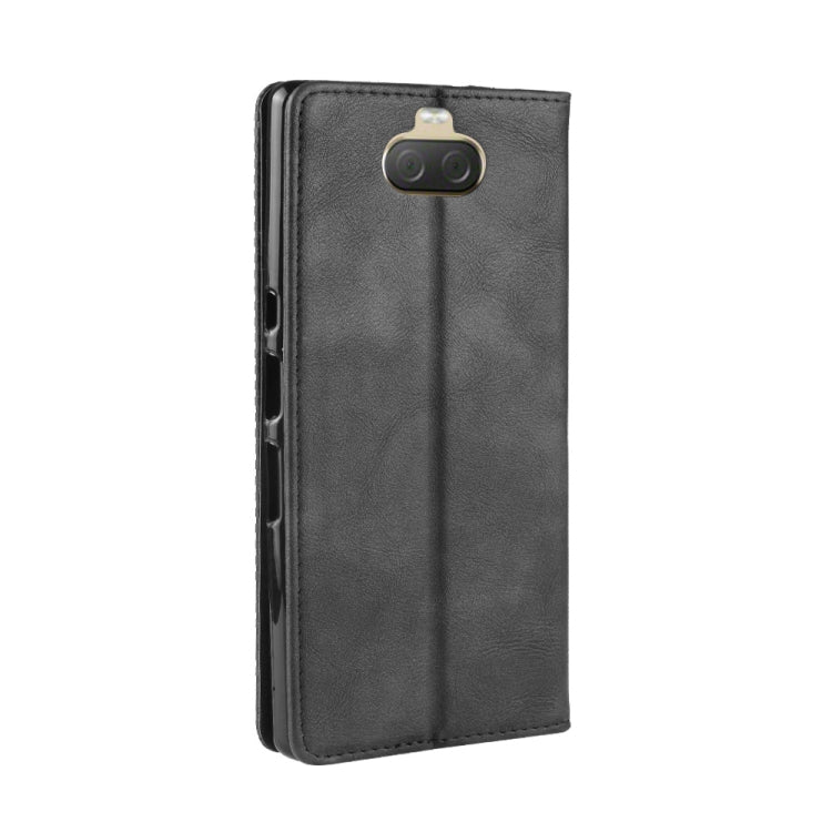 Magnetic Buckle Retro Texture ซองหนังพลิกแนวนอนสำหรับ Sony Xperia 10 Plus พร้อมตัวยึดและช่องเสียบการ์ดและกระเป๋าสตางค์, Sony Xperia 10 Plus