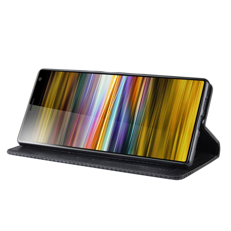 Magnetic Buckle Retro Texture ซองหนังพลิกแนวนอนสำหรับ Sony Xperia 10 Plus พร้อมตัวยึดและช่องเสียบการ์ดและกระเป๋าสตางค์, Sony Xperia 10 Plus