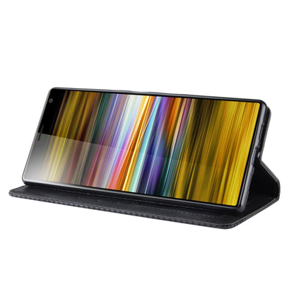 Magnetic Buckle Retro Texture ซองหนังพลิกแนวนอนสำหรับ Sony Xperia 10 Plus พร้อมตัวยึดและช่องเสียบการ์ดและกระเป๋าสตางค์, Sony Xperia 10 Plus