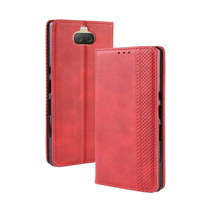 Magnetic Buckle Retro Texture ซองหนังพลิกแนวนอนสำหรับ Sony Xperia 10 Plus พร้อมตัวยึดและช่องเสียบการ์ดและกระเป๋าสตางค์, Sony Xperia 10 Plus