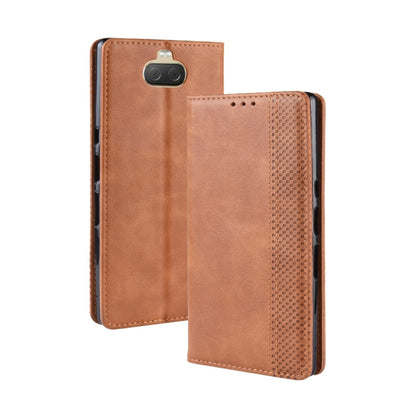 Magnetic Buckle Retro Texture ซองหนังพลิกแนวนอนสำหรับ Sony Xperia 10 Plus พร้อมตัวยึดและช่องเสียบการ์ดและกระเป๋าสตางค์, Sony Xperia 10 Plus