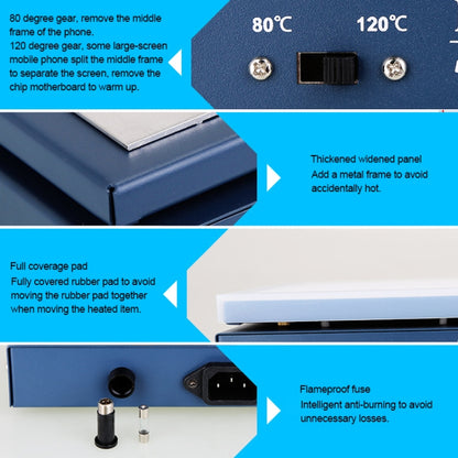 Kaisi K-816 แผ่นความร้อนอุณหภูมิคงที่หน้าจอ LCD เปิดแยก Desoldering Station พร้อมแผ่นซิลิโคน, US Plug, Kaisi K-816 US Plug, Kaisi K-816 EU Plug
