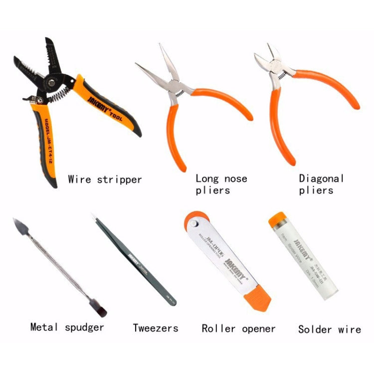JAKEMY JM-P14 เครื่องเชื่อมซ่อมชุดเครื่องมือกล่องเครื่องมือ Wire Stripper คีม ไขควง, US Plug, JM-P14