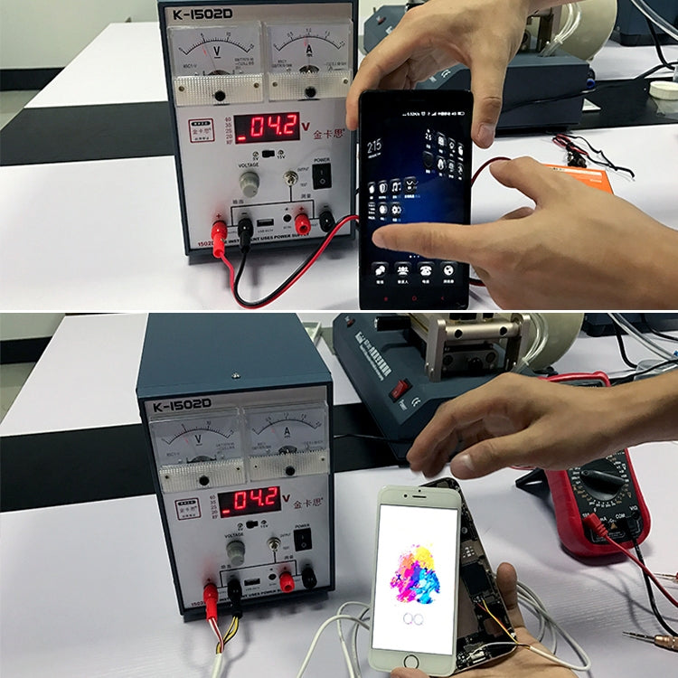 Kaisi K-1502D ซ่อมแหล่งจ่ายไฟมิเตอร์ปัจจุบัน 2A แหล่งจ่ายไฟ DC แบบปรับได้การป้องกันอัตโนมัติ, ปลั๊ก US, US Plug, EU Plug