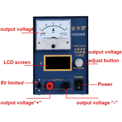 Kaisi KS-1502AD 15V 2A แหล่งจ่ายไฟ DC ตัวควบคุมแรงดันไฟฟ้าตัวควบคุมแอมป์มิเตอร์แหล่งจ่ายไฟแบบปรับได้เครื่องมือซ่อม, ปลั๊ก EU, EU Plug, US Plug