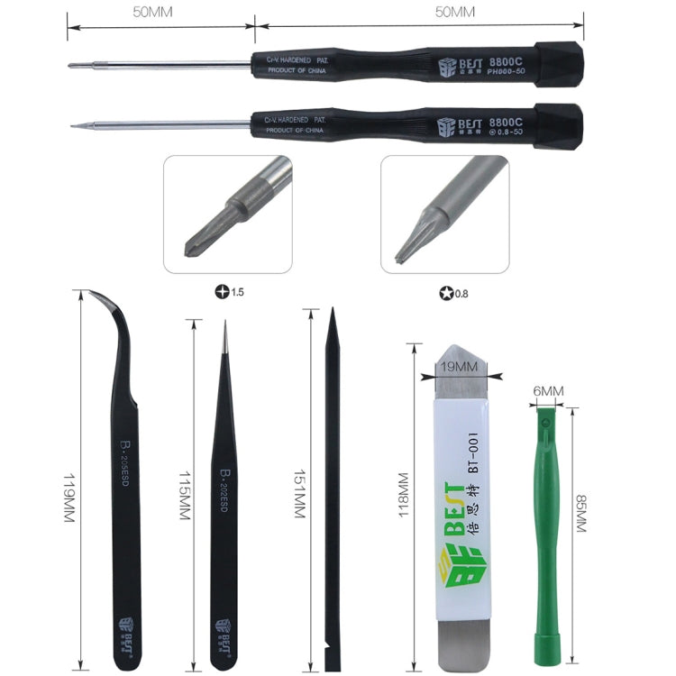 8 in 1 BEST BST-609 ชุดเครื่องมือซ่อมโทรศัพท์มือถือเครื่องมือเปิด, BST-609