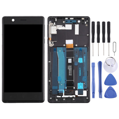 หน้าจอแอลซีดีและชุดประกอบDigitizerพร้อมกรอบและปุ่มด้านข้างสำหรับNokia 3 TA-1032, For Nokia 3