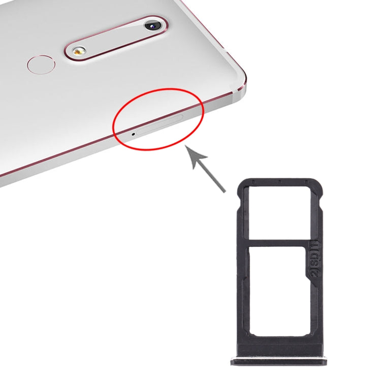 ถาดซิมการ์ด + ถาดซิมการ์ด / ถาดการ์ด Micro SD สำหรับ Nokia 6.1 / 6 (2018) / TA-1043 TA-1045 TA-1050 TA-1054 TA-1068, For Nokia 6.1