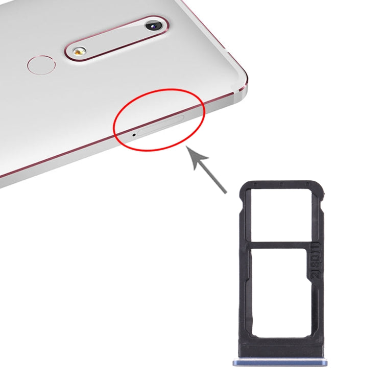 ถาดซิมการ์ด + ถาดซิมการ์ด / ถาดการ์ด Micro SD สำหรับ Nokia 6.1 / 6 (2018) / TA-1043 TA-1045 TA-1050 TA-1054 TA-1068, For Nokia 6.1