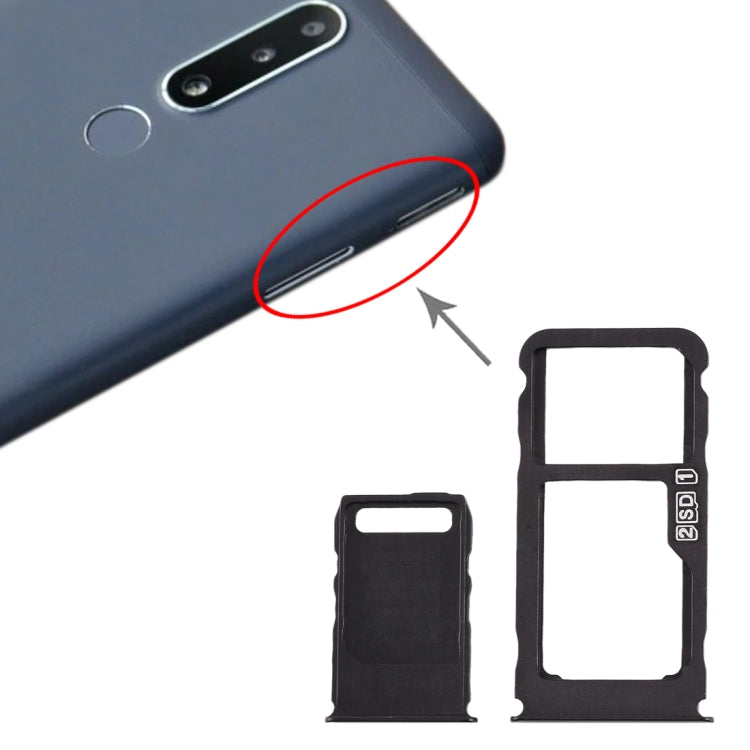 ถาดซิมการ์ด + ถาดซิมการ์ด + ถาดการ์ด Micro SD สำหรับ Nokia 3.1 Plus, For Nokia 3.1 Plus