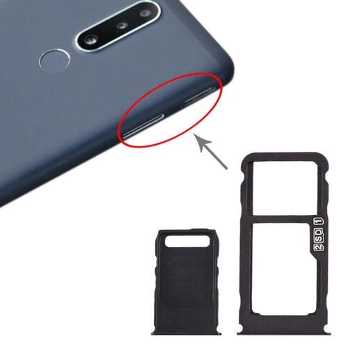 ถาดซิมการ์ด + ถาดซิมการ์ด + ถาดการ์ด Micro SD สำหรับ Nokia 3.1 Plus, For Nokia 3.1 Plus