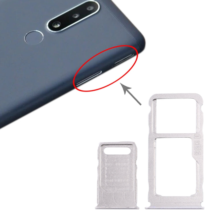 ถาดซิมการ์ด + ถาดซิมการ์ด + ถาดการ์ด Micro SD สำหรับ Nokia 3.1 Plus, For Nokia 3.1 Plus