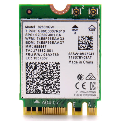 9260NGW Wireless-AC Dual Band 802.11ac 1730Mbps บลูทูธ 5.0 WLAN การ์ดเครือข่าย, 9260NGW Wireless-AC