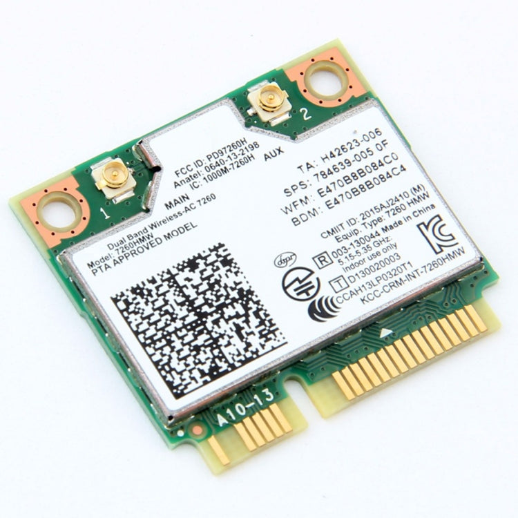การ์ด Wifi ไร้สายแบบ Dual Band สำหรับ Intel 7260HMW Mini PCI-E 2.4G / 5 Ghz WLAN Bluetooth 4.0 การ์ด Wifi 802.11 ac / a / b / g / n, 7260HMW