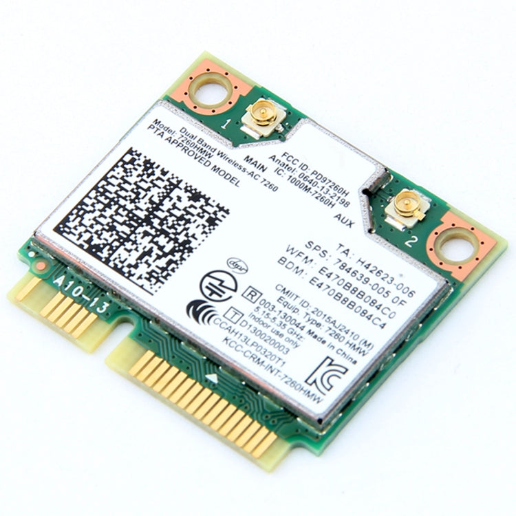 การ์ด Wifi ไร้สายแบบ Dual Band สำหรับ Intel 7260HMW Mini PCI-E 2.4G / 5 Ghz WLAN Bluetooth 4.0 การ์ด Wifi 802.11 ac / a / b / g / n, 7260HMW
