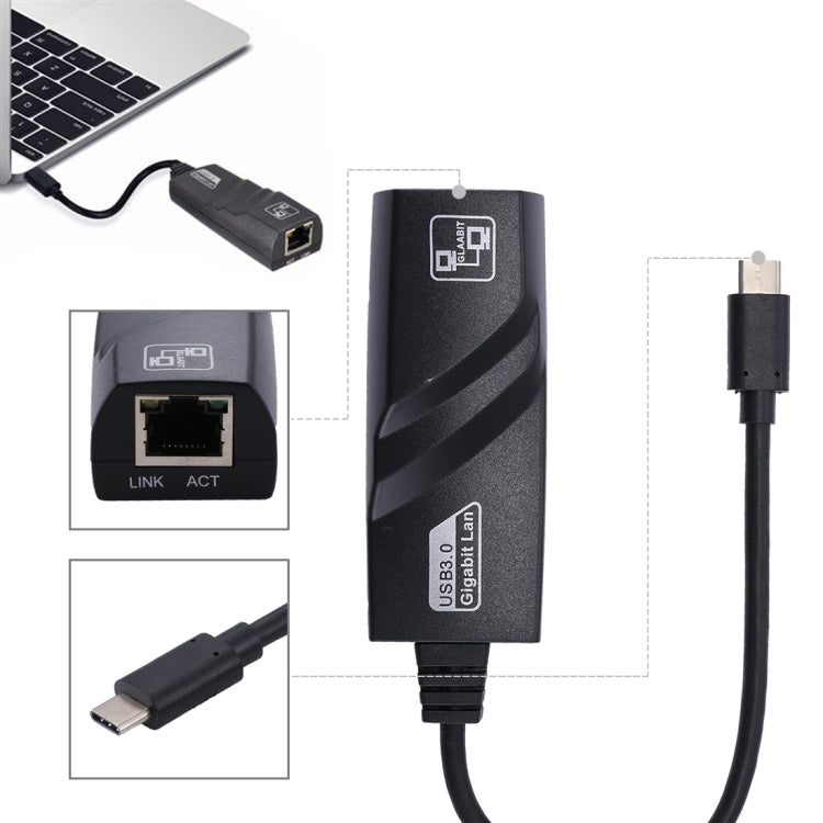 อะแดปเตอร์เครือข่าย USB-C / Type-C ถึง RJ45 Gigabit Ethernet ขนาด 15 ซม, RJ45