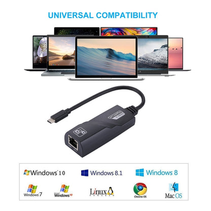 อะแดปเตอร์เครือข่าย USB-C / Type-C ถึง RJ45 Gigabit Ethernet ขนาด 15 ซม, RJ45