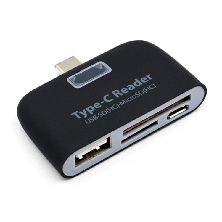 TF + การ์ด SD + พอร์ต USB เป็นชุดเชื่อมต่อเครื่องอ่านการ์ดอะแดปเตอร์ USB-C / Type-C พร้อมไฟแสดงสถานะ LED
