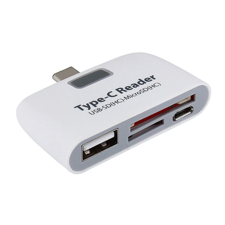 TF + การ์ด SD + พอร์ต USB เป็นชุดเชื่อมต่อเครื่องอ่านการ์ดอะแดปเตอร์ USB-C / Type-C พร้อมไฟแสดงสถานะ LED
