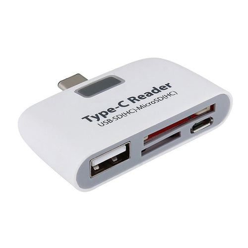TF + การ์ด SD + พอร์ต USB เป็นชุดเชื่อมต่อเครื่องอ่านการ์ดอะแดปเตอร์ USB-C / Type-C พร้อมไฟแสดงสถานะ LED