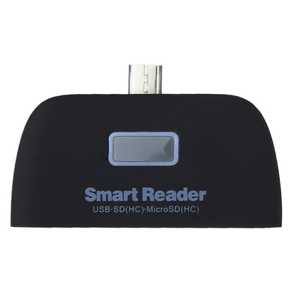 Micro SD + SD + USB 2.0 + พอร์ต Micro USB ไปยังชุดเชื่อมต่อเครื่องอ่านสมาร์ทการ์ด Micro USB OTG พร้อมไฟแสดงสถานะ LED