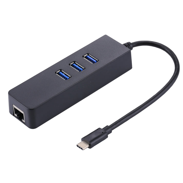 USB-C / Type-C ถึง 3 พอร์ต USB 3.0 HUB + อะแดปเตอร์ Gigabit Ethernet ความเร็วสูง RJ45 อะแดปเตอร์ LAN มัลติฟังก์ชั่น, 3 Ports USB + RJ45