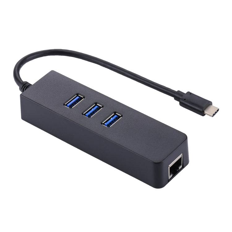 USB-C / Type-C ถึง 3 พอร์ต USB 3.0 HUB + อะแดปเตอร์ Gigabit Ethernet ความเร็วสูง RJ45 อะแดปเตอร์ LAN มัลติฟังก์ชั่น, 3 Ports USB + RJ45
