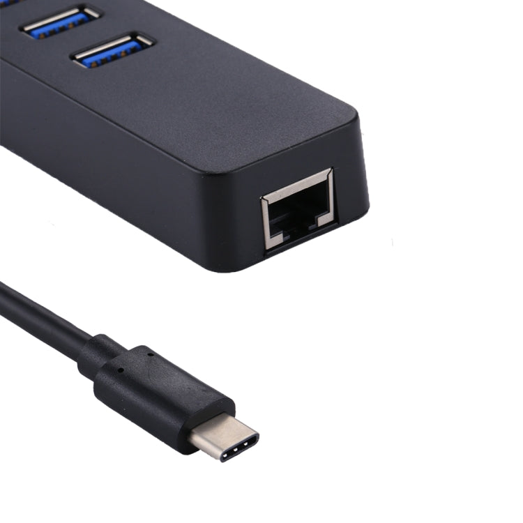 USB-C / Type-C ถึง 3 พอร์ต USB 3.0 HUB + อะแดปเตอร์ Gigabit Ethernet ความเร็วสูง RJ45 อะแดปเตอร์ LAN มัลติฟังก์ชั่น, 3 Ports USB + RJ45