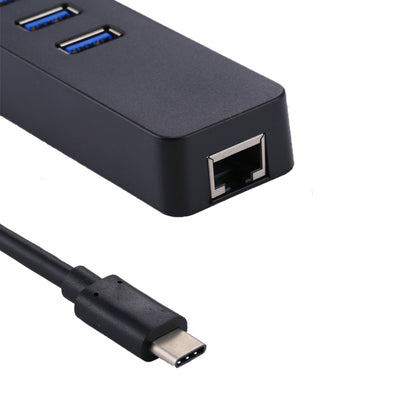 USB-C / Type-C ถึง 3 พอร์ต USB 3.0 HUB + อะแดปเตอร์ Gigabit Ethernet ความเร็วสูง RJ45 อะแดปเตอร์ LAN มัลติฟังก์ชั่น, 3 Ports USB + RJ45