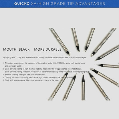 QUICKO T12-ILS ปลายหัวแร้งบัดกรีไร้สารตะกั่วเชื่อมสีดำ, T12-ILS