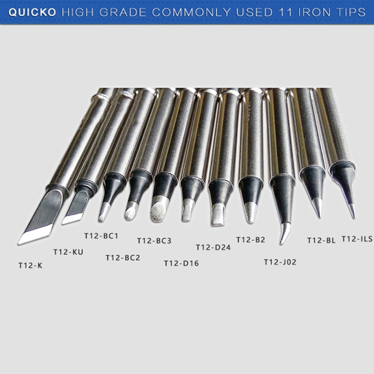 QUICKO T12-KU ปลายหัวแร้งบัดกรีไร้สารตะกั่วเชื่อมสีดำ, T12-KU